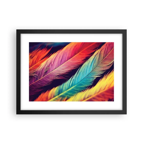 Plakat i sort ramme - Fjeragtig regnbue - 40x30 cm