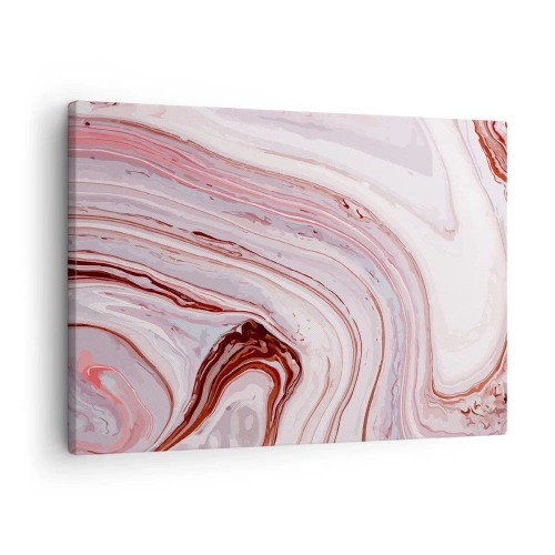 Lærredstryk - Billede på lærred - Abstrakt mønster i pink og hvid - 70x50cm - Lige frem og derefter til højre ned - Moderne vægdekoration til stue og soveværelse ARTTOR