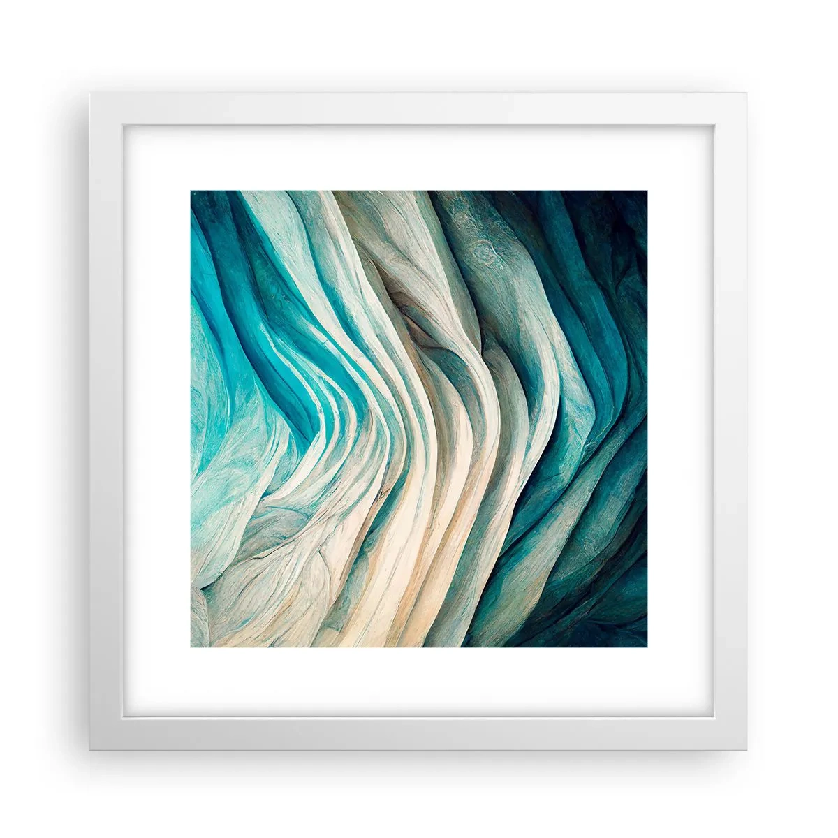 Plakat i hvid ramme - Blå umættelighed - 30x30 cm