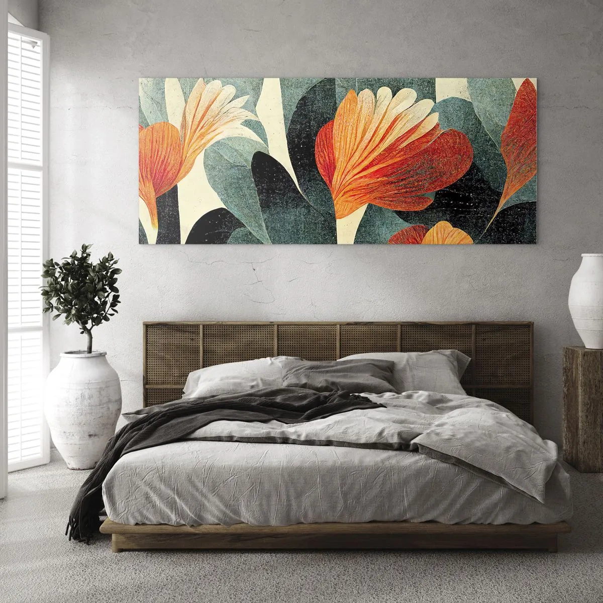 Billede på glas - Varmen fra troperne og køligheden fra det grønne - 100x40 cm
