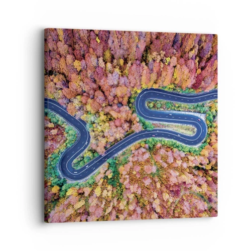 Lærredstryk - Billede på lærred - En snoet vej gennem skoven - 30x30 cm