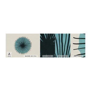 Prøve Fototapet Selvklæbende Deluxe Sticker - Strålende på blå - Abstraktion, Stykke, Moderne kunst - 100x30 cm