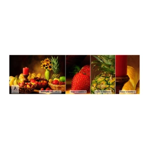 Prøve Fototapet Selvklæbende Deluxe Sticker - Stilleben med brød og frugt - Gastronomi, Blomster, Frugt - 100x30 cm