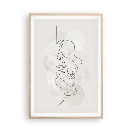 Plakat i ramme af lyst egetræ - Omfavnet i en omfavnelse - 70x100 cm