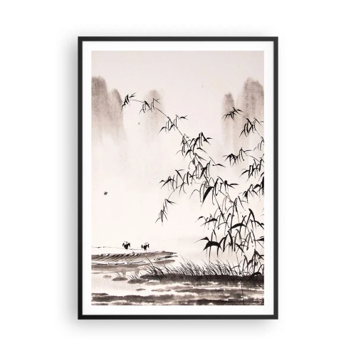 Plakat i sort ramme - Stilhed i rismarkerne - 70x100 cm