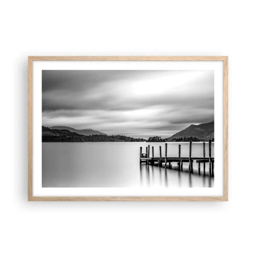 Plakat i ramme af lyst egetræ - Mildhed og styrke - 70x50 cm