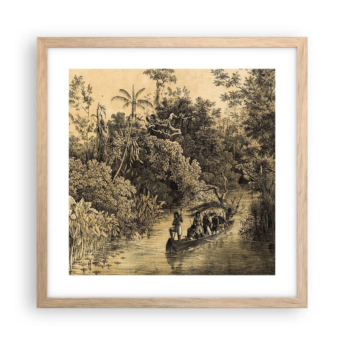 Plakat i ramme af lyst egetræ - Rejsen til kilden - 40x40 cm