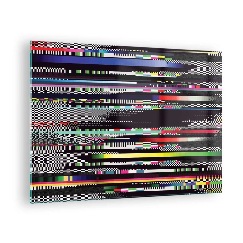 Billede på glas - Abstrakt digital glitch-grafik - 70x50cm - Det kontrollerede billede af virkeligheden - Moderne vægdekoration til stue og soveværelse ARTTOR
