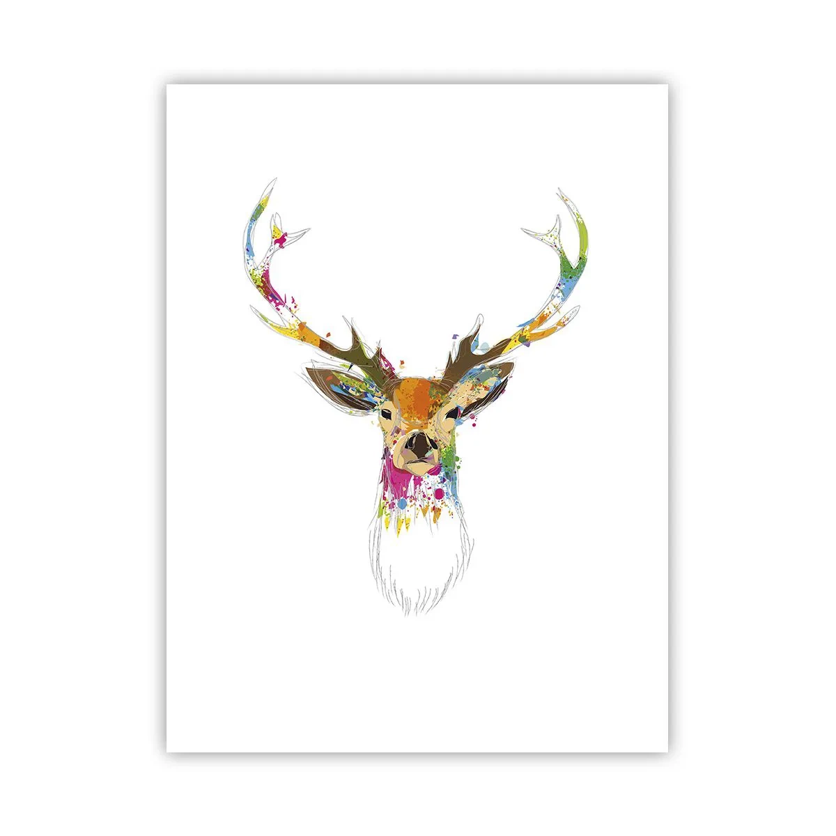 Plakat - Blid kronhjort badet i farver - 30x40 cm