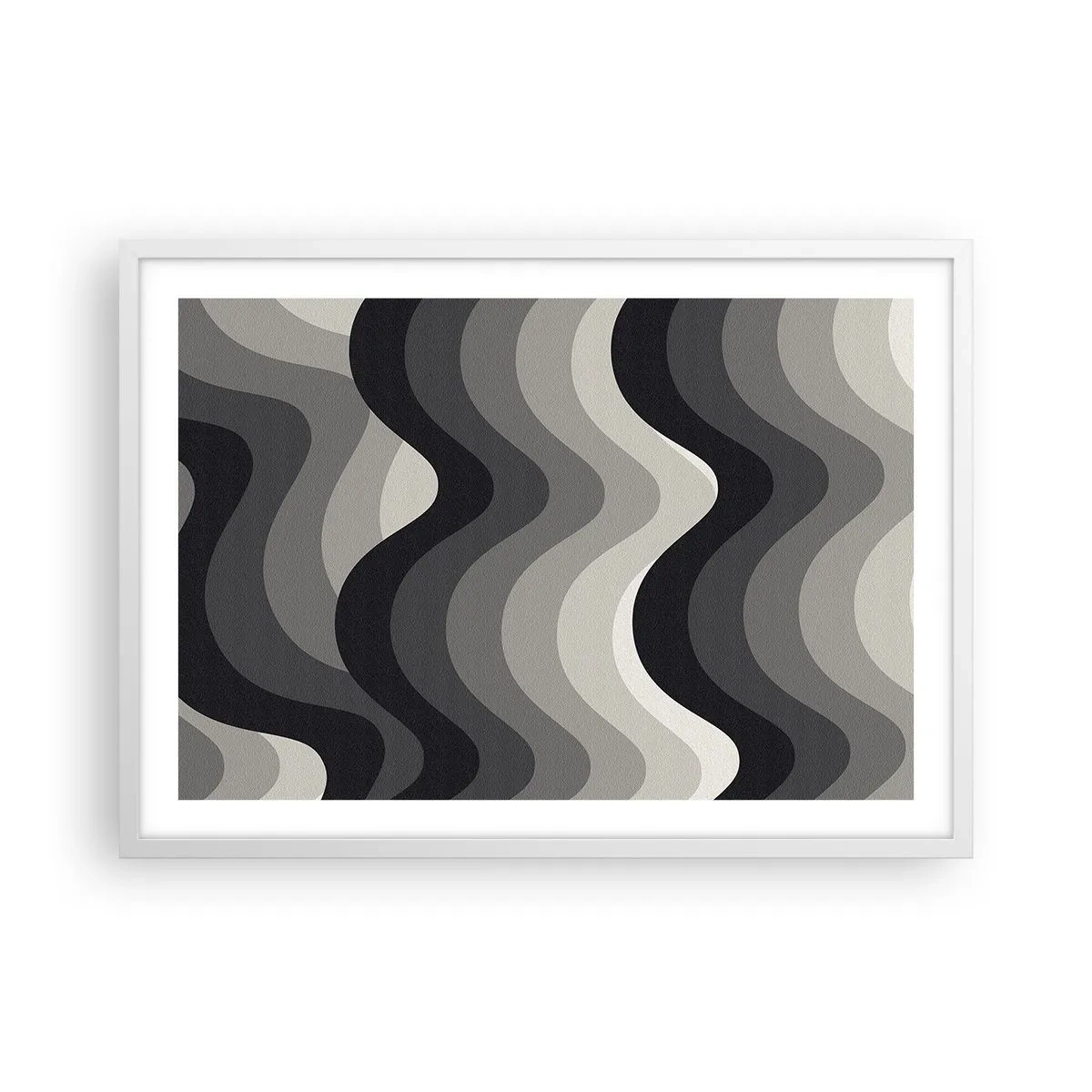 Plakat i hvid ramme - Bølge efter bølge - 70x50 cm