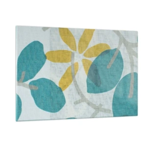 Billede på glas - Blandt azurblå blade - 120x80 cm