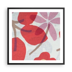 Plakat i sort ramme - Blomsterkomposition i pink - 60x60 cm
