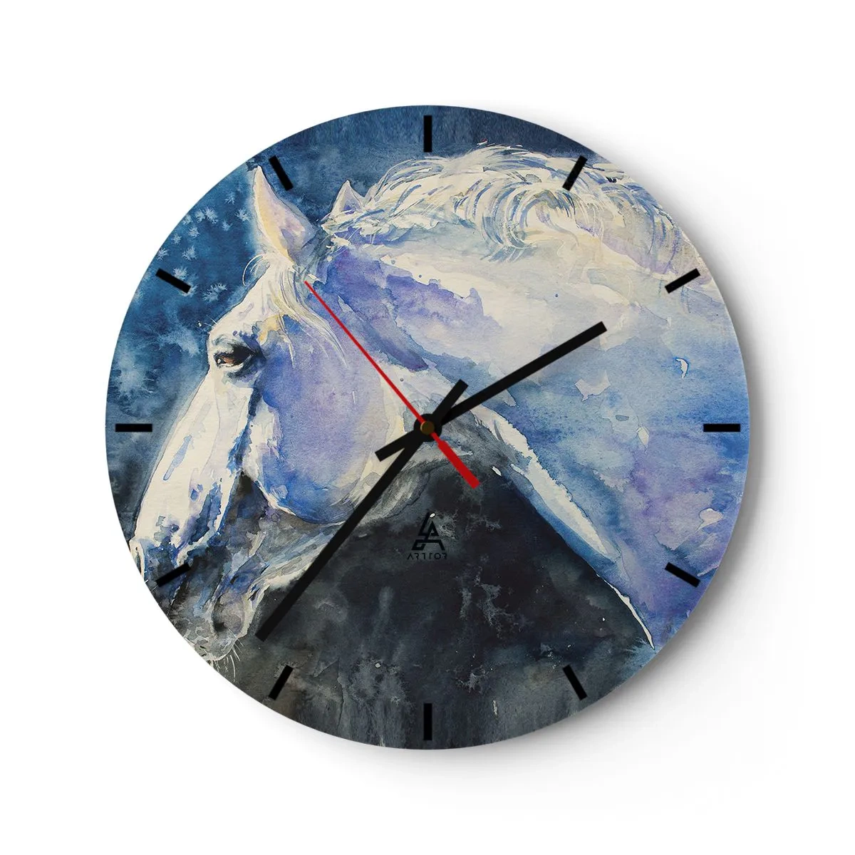 Vægur, Uret - Portræt i et blåt skær - 40x40 cm