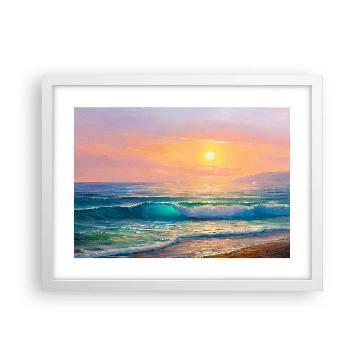 Plakat i hvid ramme - Bølgernes turkisfarvede sang - 40x30 cm