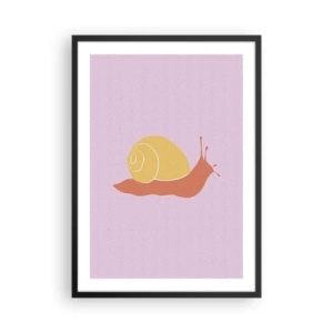 Plakat i sort ramme - Minimalistisk sneglegrafik på en pastelbaggrund - 50x70cm - Der er ingen hastværk - Moderne vægdekoration til stue og soveværelse ARTTOR