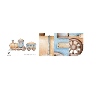 Prøve Fototapet Selvklæbende Deluxe Sticker - Stående på stationen... - Børns, Tog, Retro - 100x30 cm