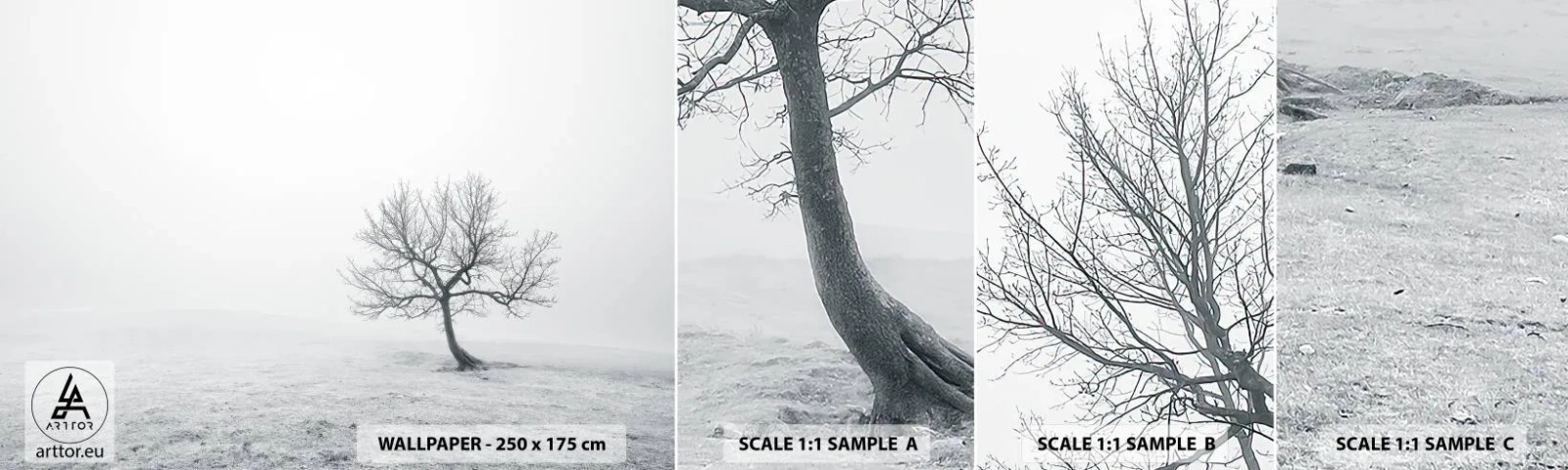 Prøve Fototapet Selvklæbende Deluxe Sticker - Mod intetheden - Landskab, Træ, Natur - 100x30 cm