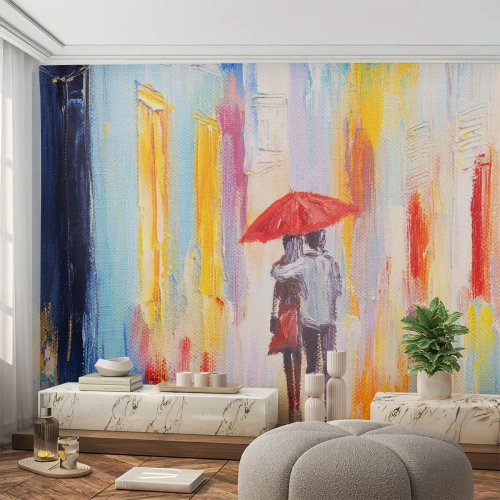 Fototapet Premium Sand - Lad det regne mere - Et par kærester, Mennesker, Abstraktion - 250x175 cm