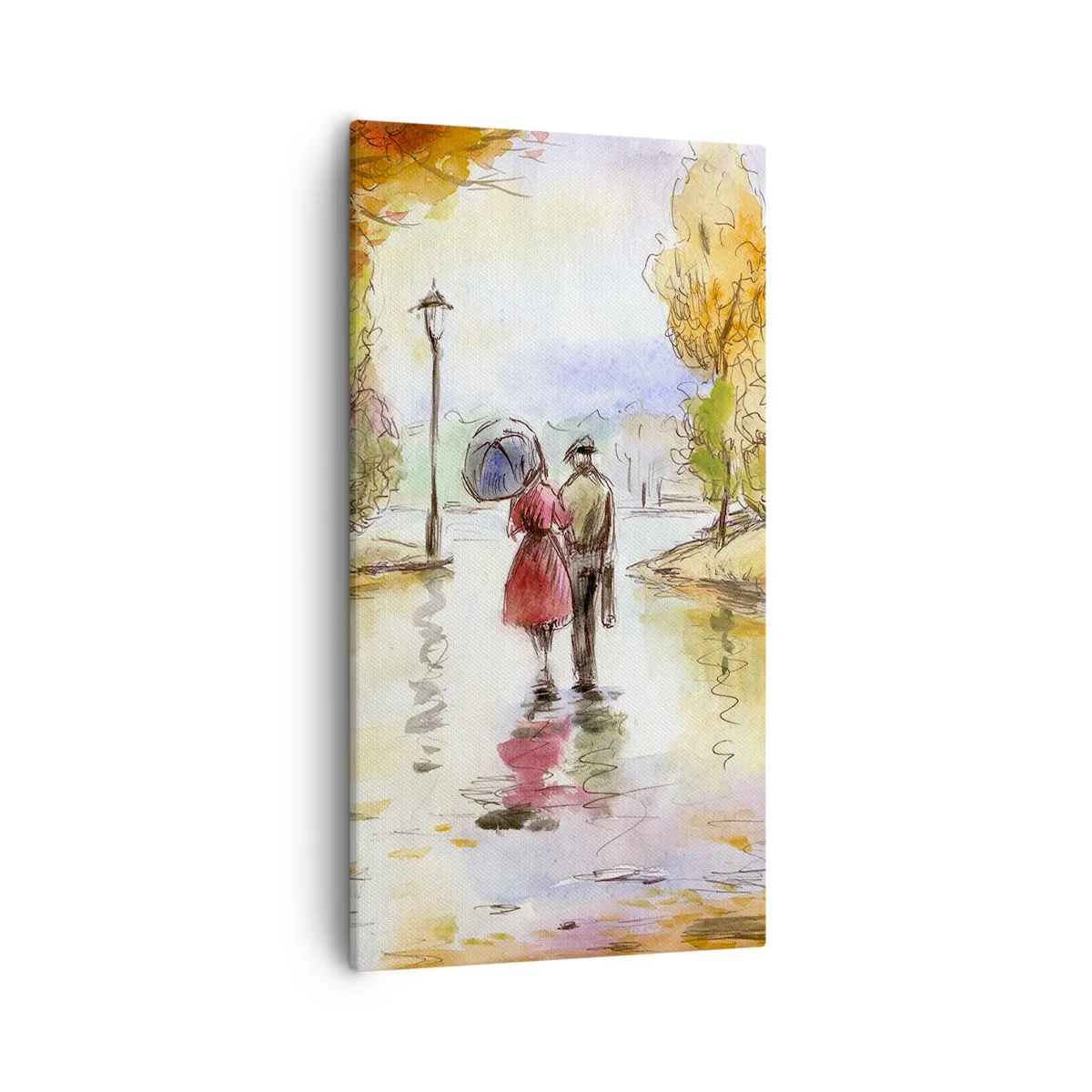 Lærredstryk - Billede på lærred - Romantisk efterår i parken - 55x100 cm
