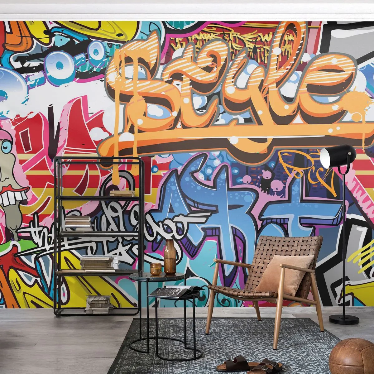 Fototapet Premium Canvas - Vægmalerier, vægmalerier, vægmalerier.... - Graffiti, Stykke, Moderne mønster - 250x175 cm