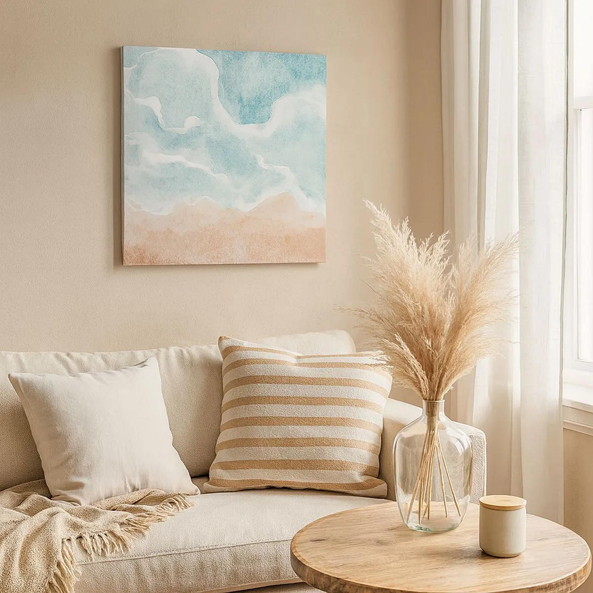 Lærredstryk - Billede på lærred - Abstraktion af skyer - 30x30 cm