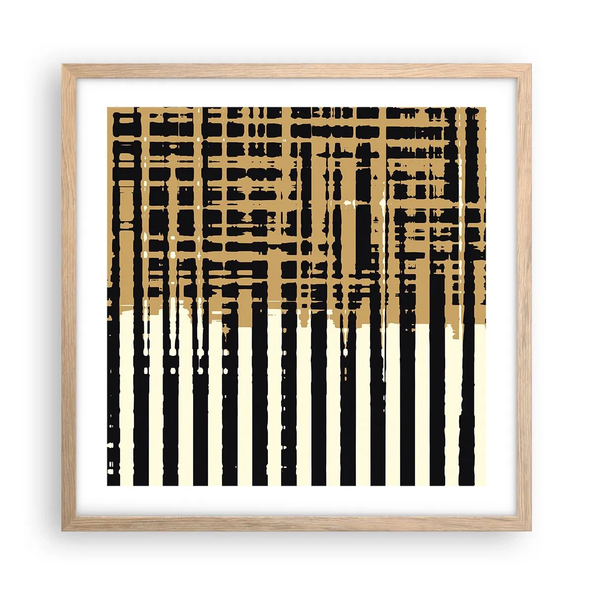 Plakat i ramme af lyst egetræ - Arkitektonisk abstraktion - 50x50 cm