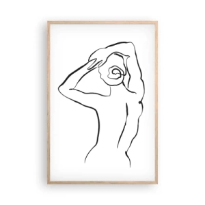 Plakat i ramme af lyst egetræ - Handling om morgenen - 61x91 cm