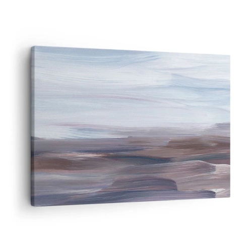 Lærredstryk - Billede på lærred - En subtil abstraktion med fine strøg i pastelfarver. - 70x50cm - Elementer: vand - Moderne vægdekoration til stue og soveværelse ARTTOR