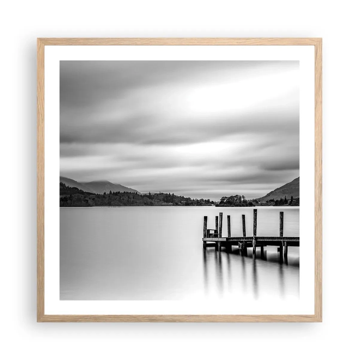 Plakat i ramme af lyst egetræ - Mildhed og styrke - 60x60 cm