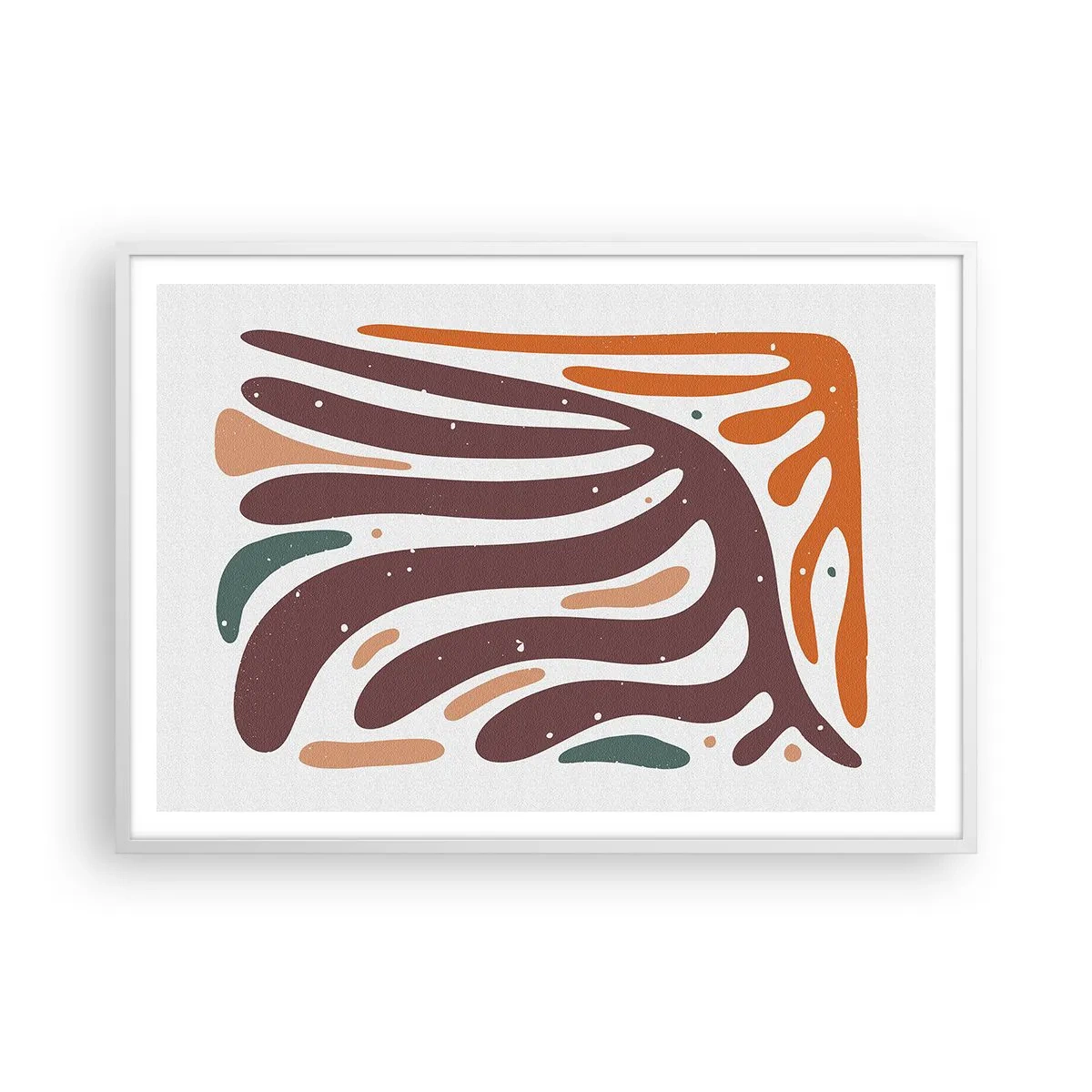 Plakat i hvid ramme - Strålende organisk komposition - 100x70 cm