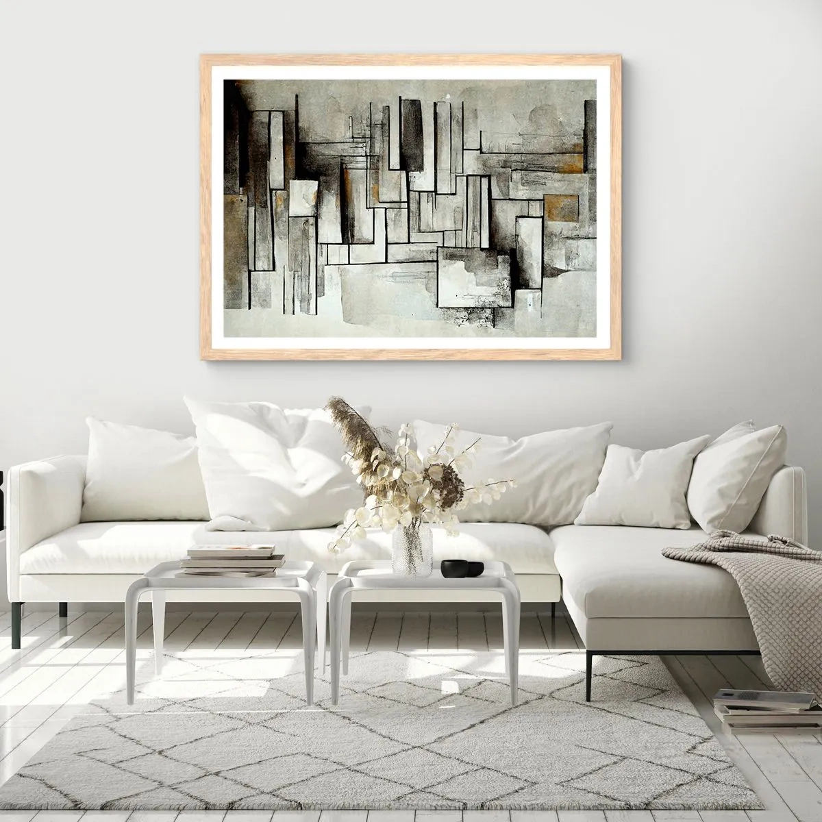 Plakat i ramme af lyst egetræ - Enkelthedens kraft - 91x61 cm