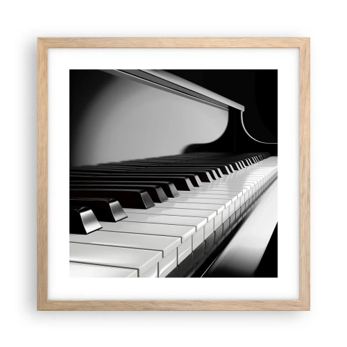 Plakat i ramme af lyst egetræ - Harmoni af former og farver - 40x40 cm