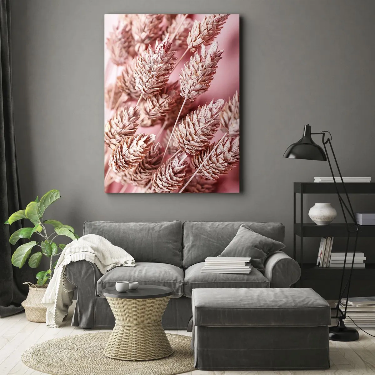 Lærredstryk - Billede på lærred - Blomsterkaskade i lyserødt - 50x70 cm