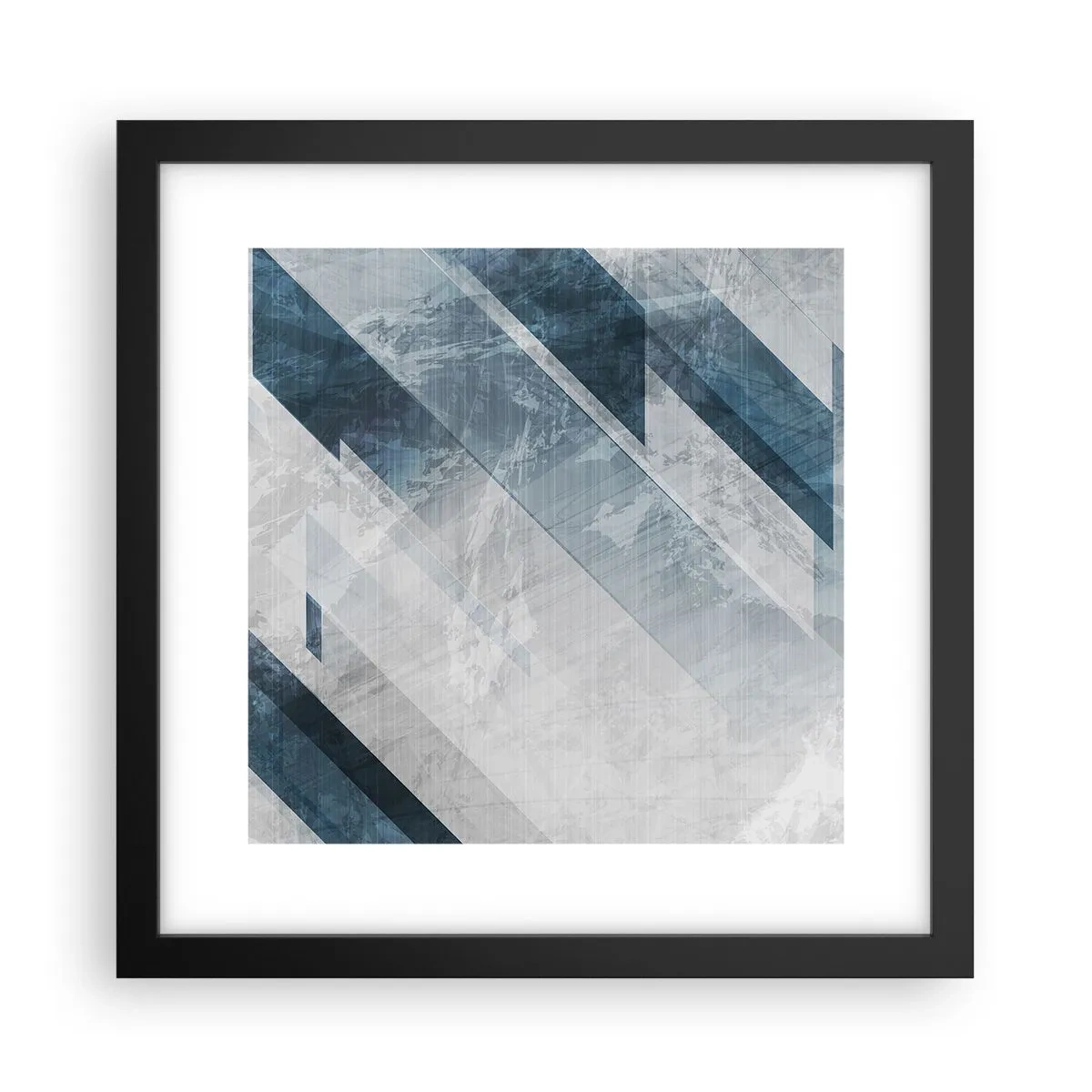 Plakat i sort ramme - Rumlig komposition - bevægelse af gråtoner - 30x30 cm