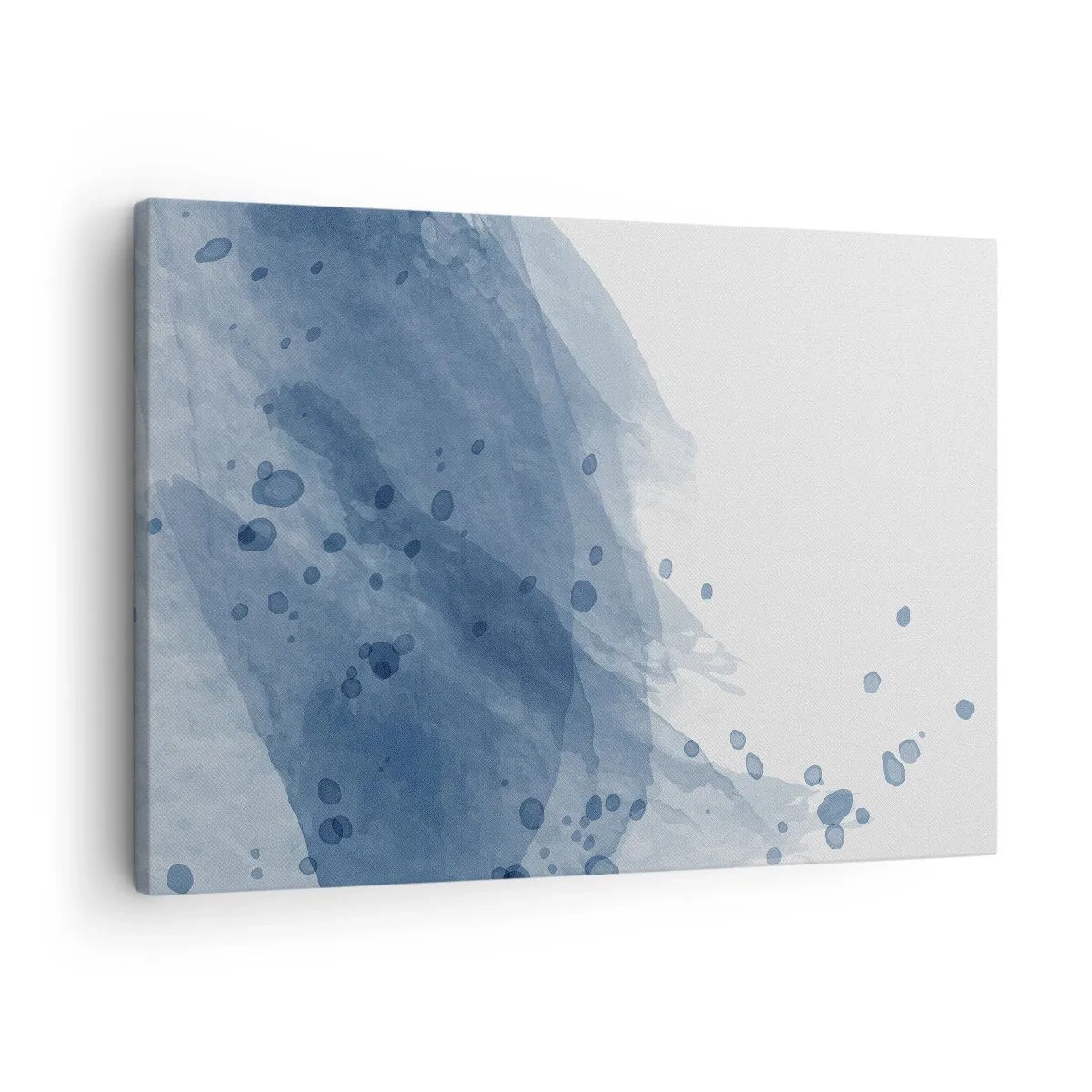 Lærredstryk - Billede på lærred - Abstrakte pletter og striber i blå nuancer - 70x50cm - Blå tyl - Moderne vægdekoration til stue og soveværelse ARTTOR