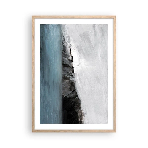 Plakat i ramme af lyst egetræ - Vand - jord: et sammenstød mellem elementerne - 50x70 cm