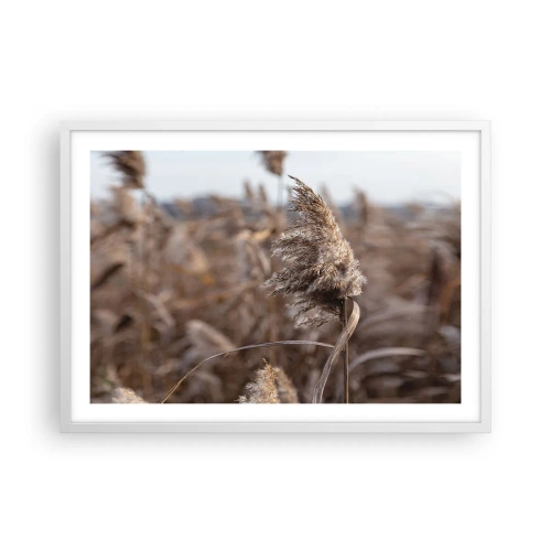 Plakat i hvid ramme - Tid til at flyve væk med vinden - 70x50 cm