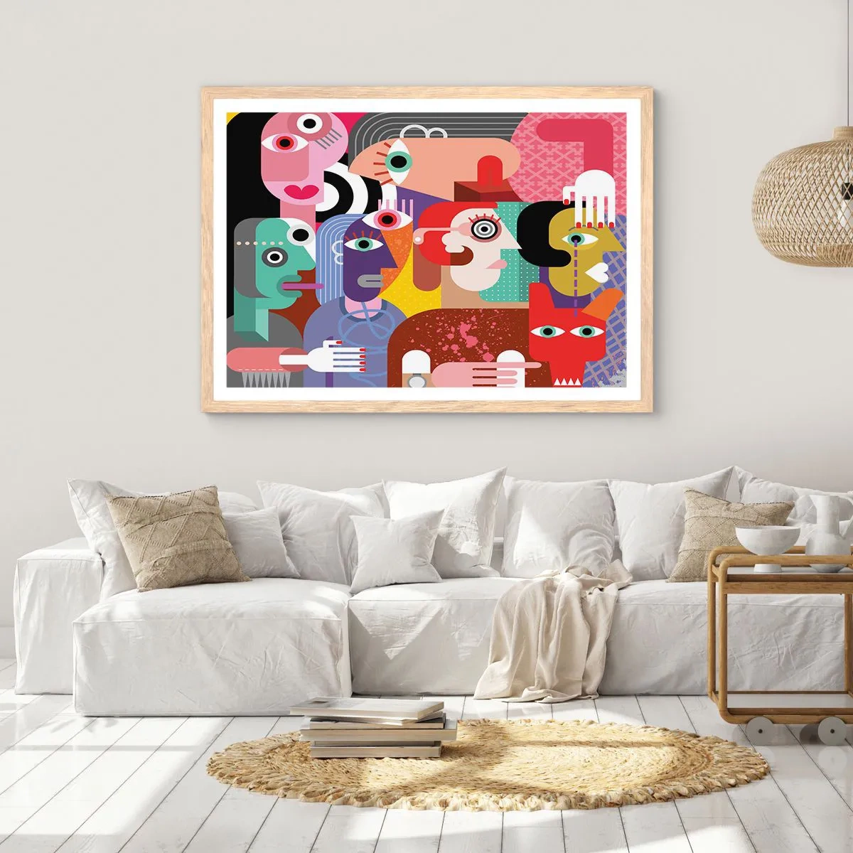 Plakat i ramme af lyst egetræ - Vi fra hr. Picasso - 91x61 cm