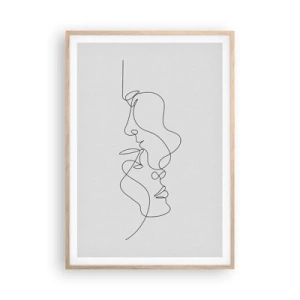Plakat i ramme af lyst egetræ - Gløderne af glubende begær - 70x100 cm