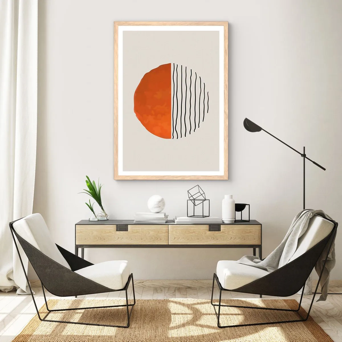 Plakat i ramme af lyst egetræ - I en japansk atmosfære - 40x50 cm