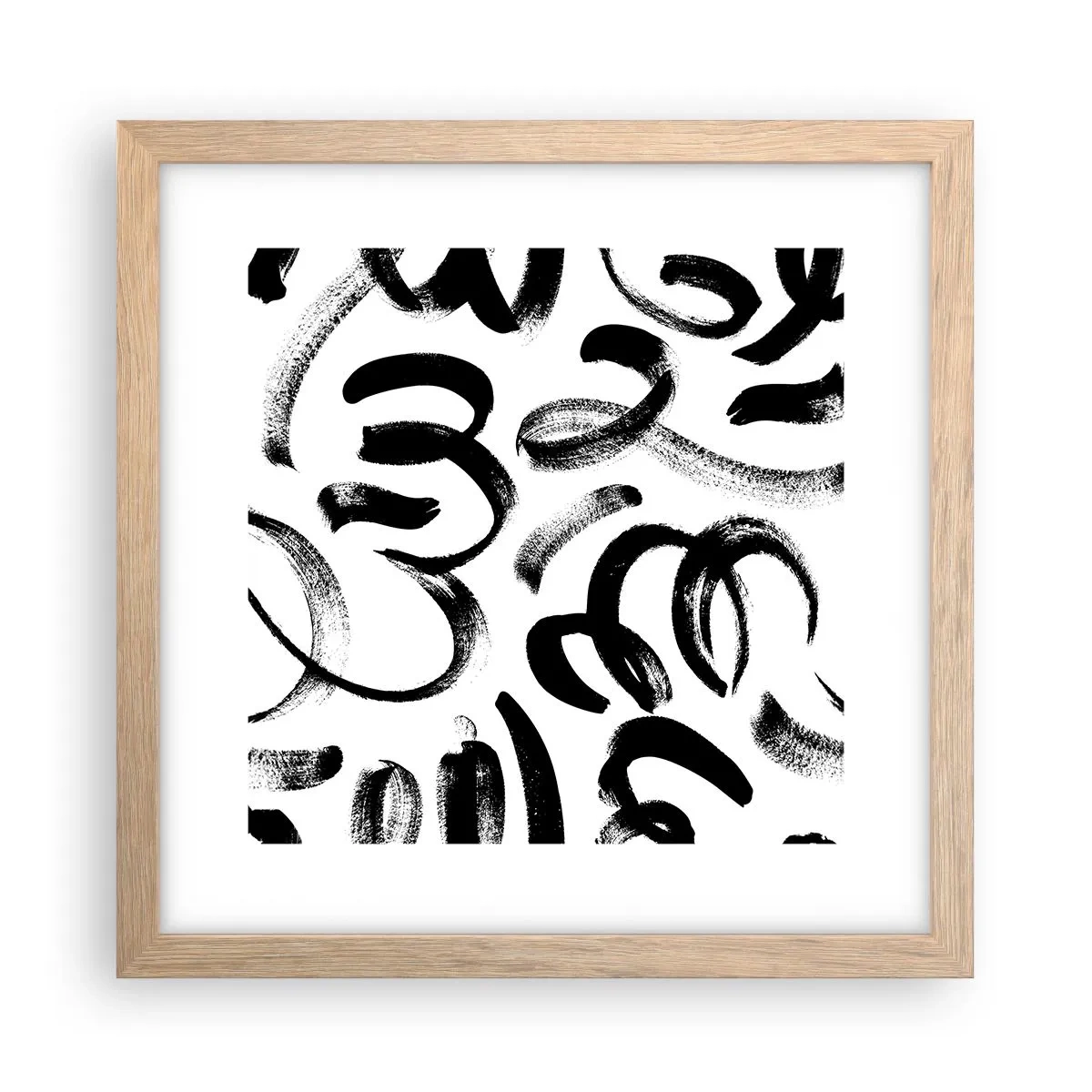 Plakat i ramme af lyst egetræ - I sort og hvidt - 30x30 cm