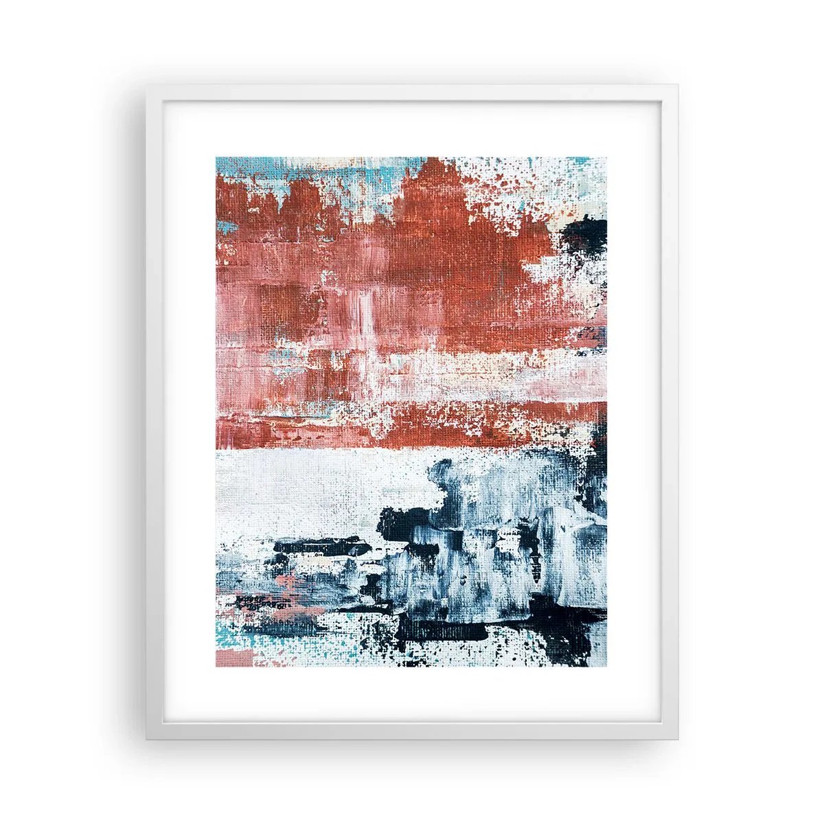 Plakat i hvid ramme - Abstrakt halvt og halvt - 40x50 cm
