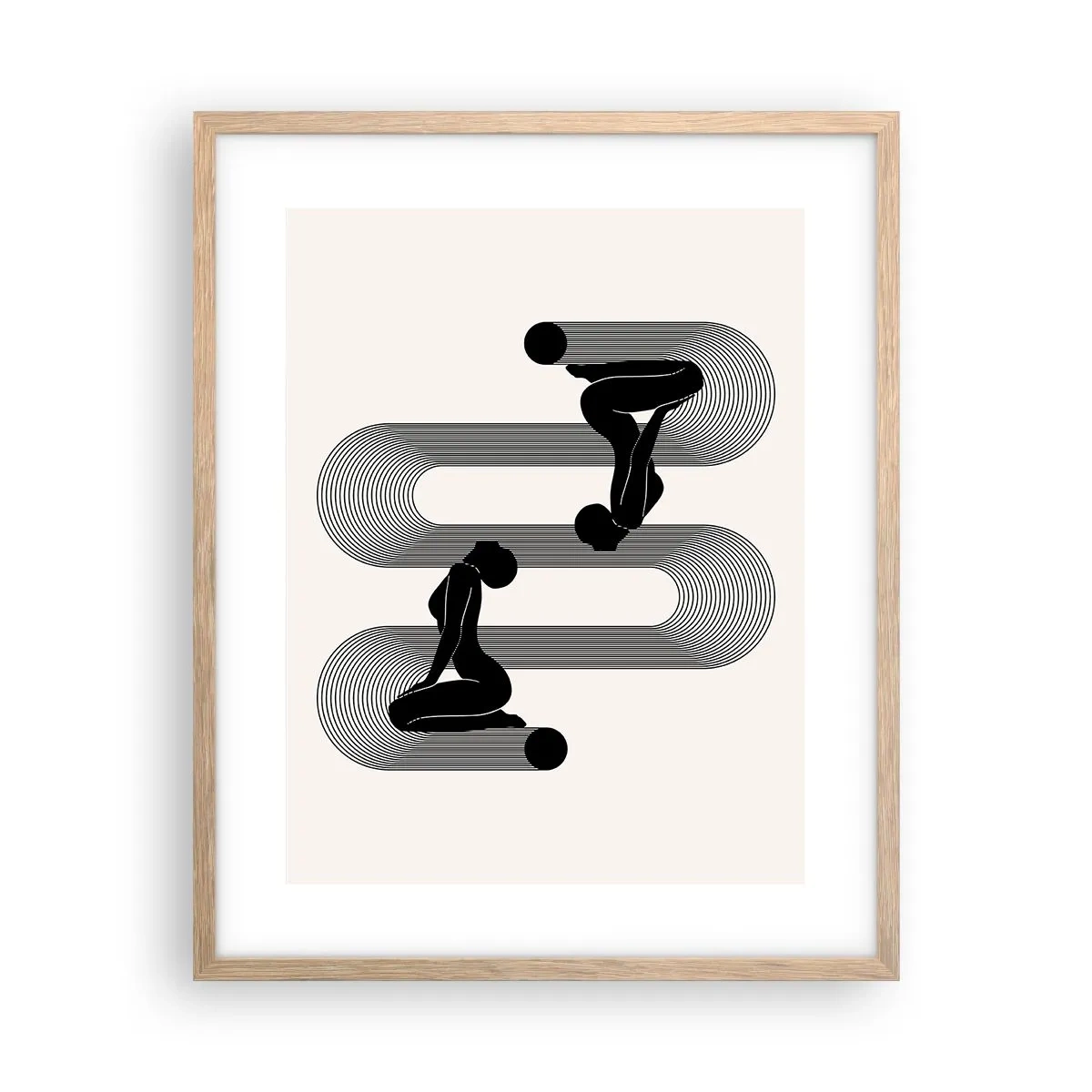 Plakat i ramme af lyst egetræ - Sensuel symmetri - 40x50 cm