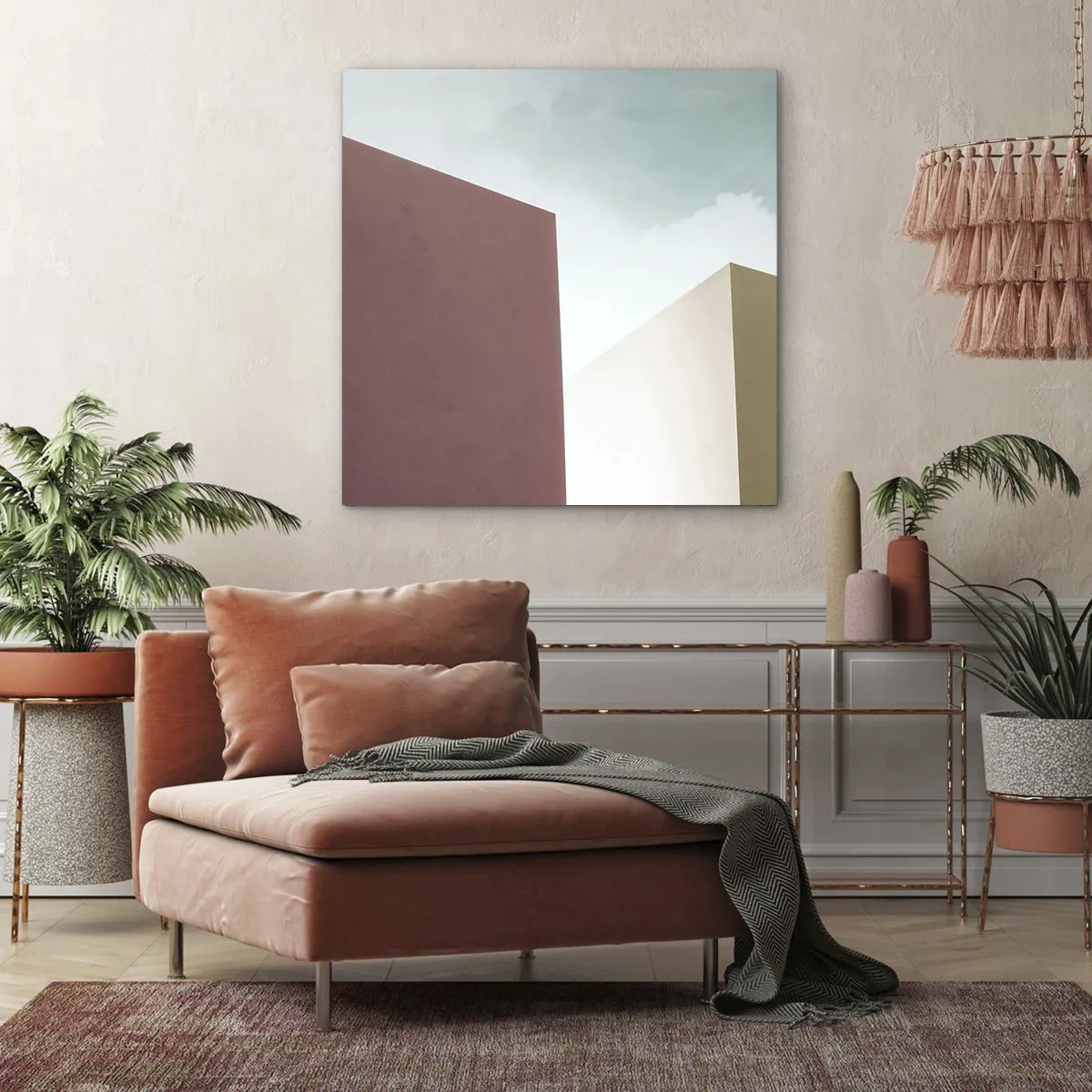 Lærredstryk - Billede på lærred - Geometri af en solrig sommer - 40x40 cm