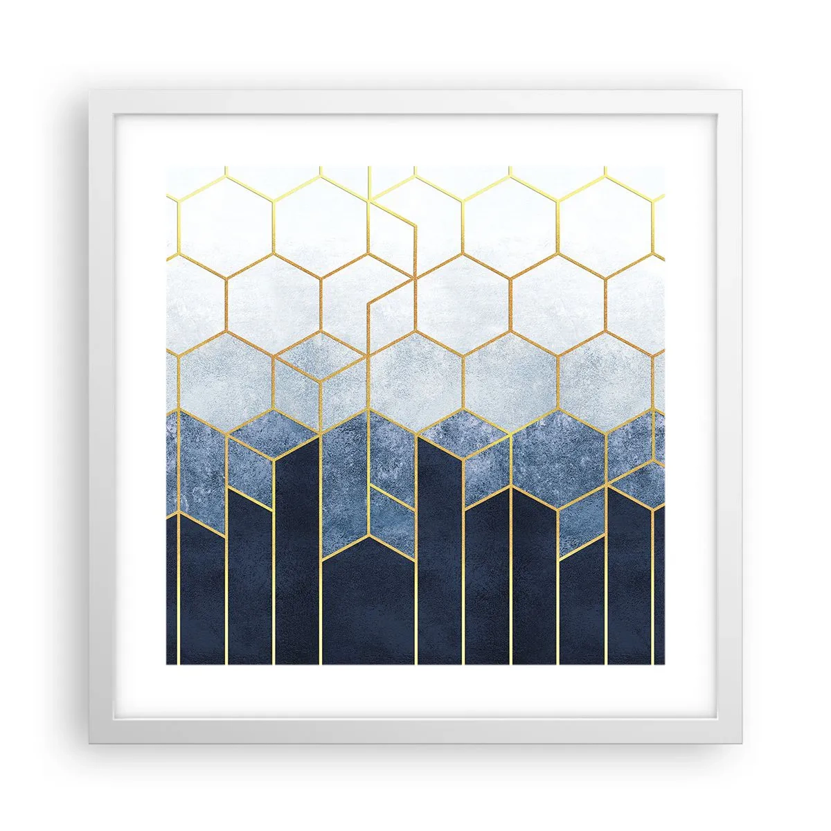 Plakat i hvid ramme - Komposition i synkoperet rytme - 40x40 cm