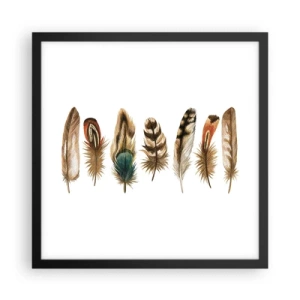 Plakat i sort ramme - Variation med fjer - 40x40 cm