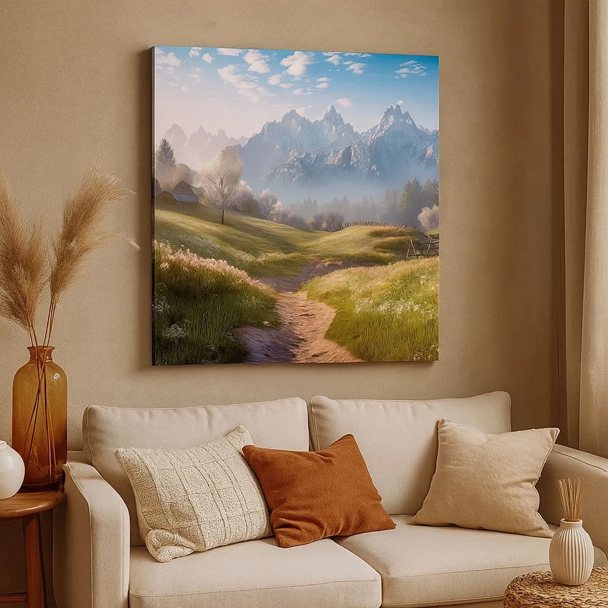 Lærredstryk - Billede på lærred - Idyllisk dal - 30x30 cm