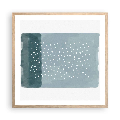 Plakat i ramme af lyst egetræ - Dyrket i blåt - 60x60 cm