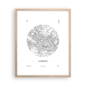 Plakat i ramme af lyst egetræ - Anatomi af Firenze - 40x50 cm