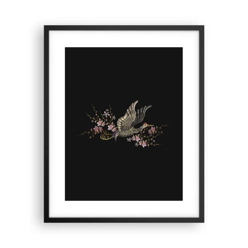 Plakat i sort ramme - Eksotisk broderet fugl - 40x50 cm